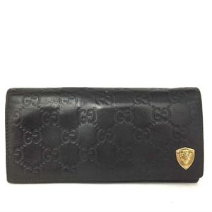 GUCCI Ssima GG Logo Leather Long Bifold Wallet